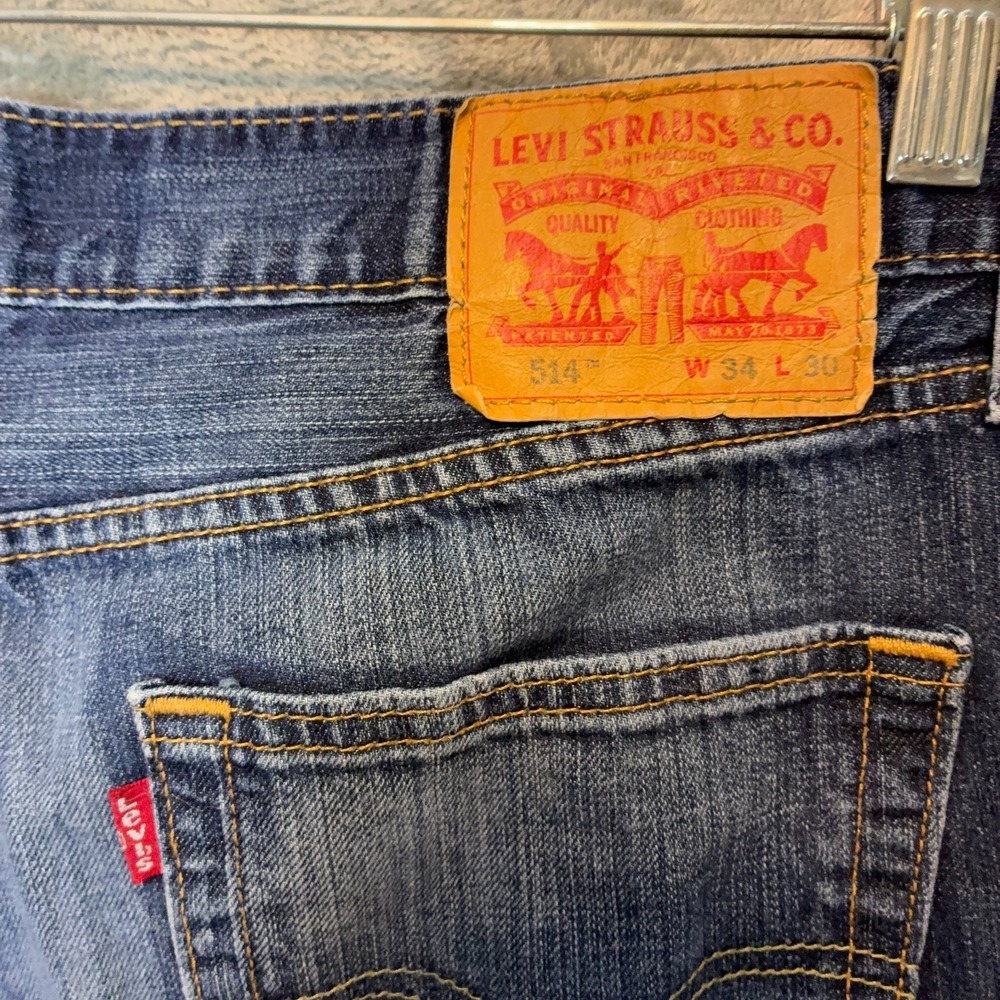 Levis 514 Men Modern Straight Jean 34x29* Dark Wash Mid Rise Classic Casual - Picture 5 of 10